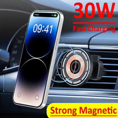 30 W magnetinis automobilinis belaidis įkroviklis oro ventiliacijos automobilio telefono laikiklio laikiklis, skirtas iPhone 14 13 12 Pro Max Macsafe automobiliniam greito įkrovimo stotelei