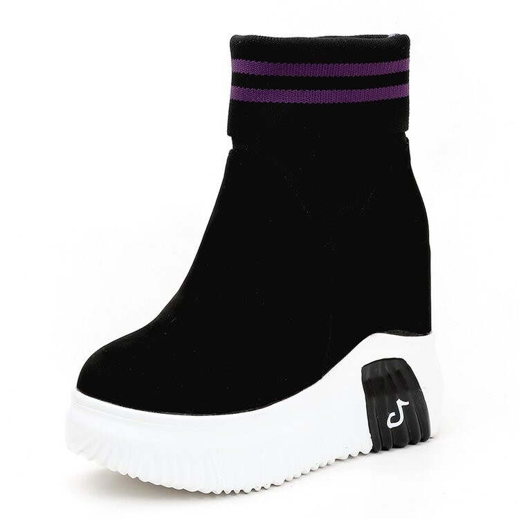 Pārrobežu rudens un ziemas jauni modes korejiešu stila apaļie zābaki ar moderniem, ikdienas lieliem zamšādas sieviešu zābakiem.