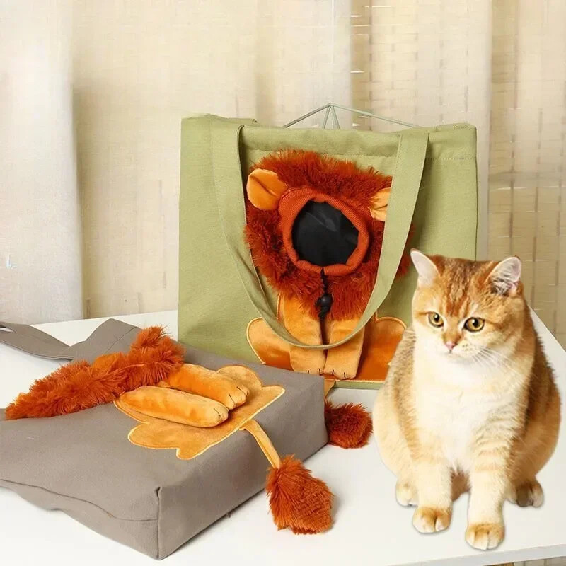 mali lav mačka torba Torbica na rame Dijagonalna križna torbica Mali ljubazni pas Životinja Crtić Platnene torbe za kućne ljubimce Ženske i dječje torbe