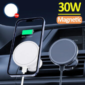 Suport magnetic pentru telefon mobil pentru mașină, 30 W, încărcător fără fir, ventilație de aerisire, suport rapid de încărcare auto pentru iPhone 15 14 13 12 Pro Max Min