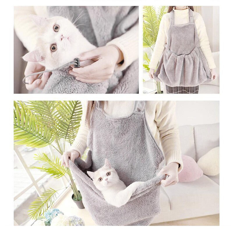 Șorț pentru purtător pentru animale de companie, umăr din față, cufă de dormit confortabilă din pluș, cu buzunar pentru sac de dormit pentru pisoi Suport de transport Accesorii pentru animale de companie