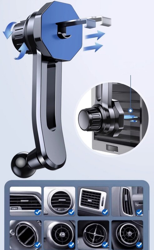 Gravity automobilinio telefono laikiklis oro ventiliacijos teleskopinis automobilio telefono laikiklis 360 besisukantis išvesties atrama, skirta iPhone Xiaomi GPS universaliam stovui