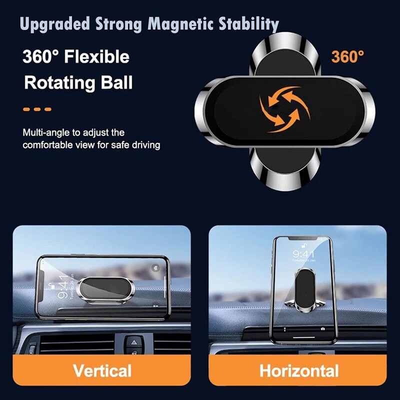 Magnetinio automobilio telefono laikiklio stovas Mobilus oro ventiliacijos angos magnetinis tvirtinimo GPS palaikymas automobilyje, skirtas iPhone 15 14 13 X Xiaomi Samsung Huawei