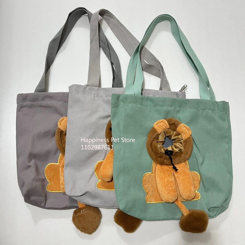 Kreslený roztomilý lev, včela, dinosaurus, mačka, pes, plátená taška pre domáce zvieratá, odchádzajúci batoh, prenosný skladací priedušný zipsový batoh vhodný pre všetkých