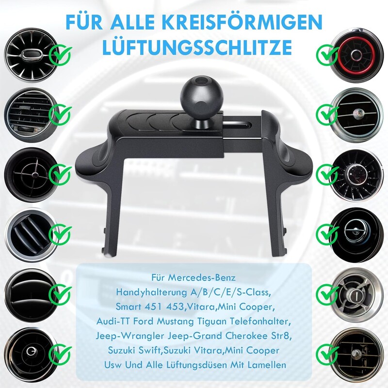 Okrúhly držiak na vývod vzduchu do auta pre mobilný telefón pre Mercedes Benz ABCES Class Gla Glc Gl Gls AMG W205 W213 E200 W247 A250
