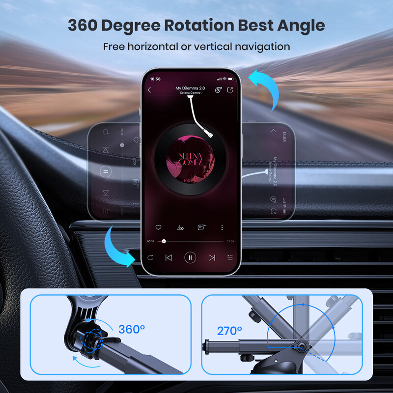 Suport magnetic pentru mașină TOPK D53X, design Mag-Safe, instalare ușoară pentru bord/parbriz, se potrivește iPhone 12/13/14/15/16