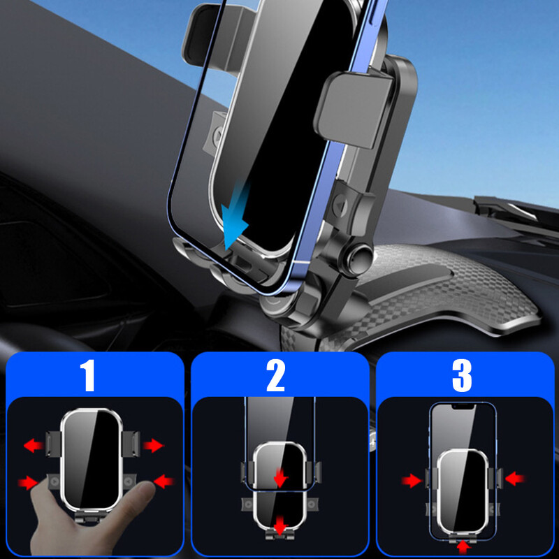 1 vnt. juodas automobilio telefono laikiklis Universalus prietaisų skydelis, lengvai pritvirtinamas GPS ekrano laikiklis automobilinio mobiliojo telefono palaikymas, skirtas iPhone Samsung X