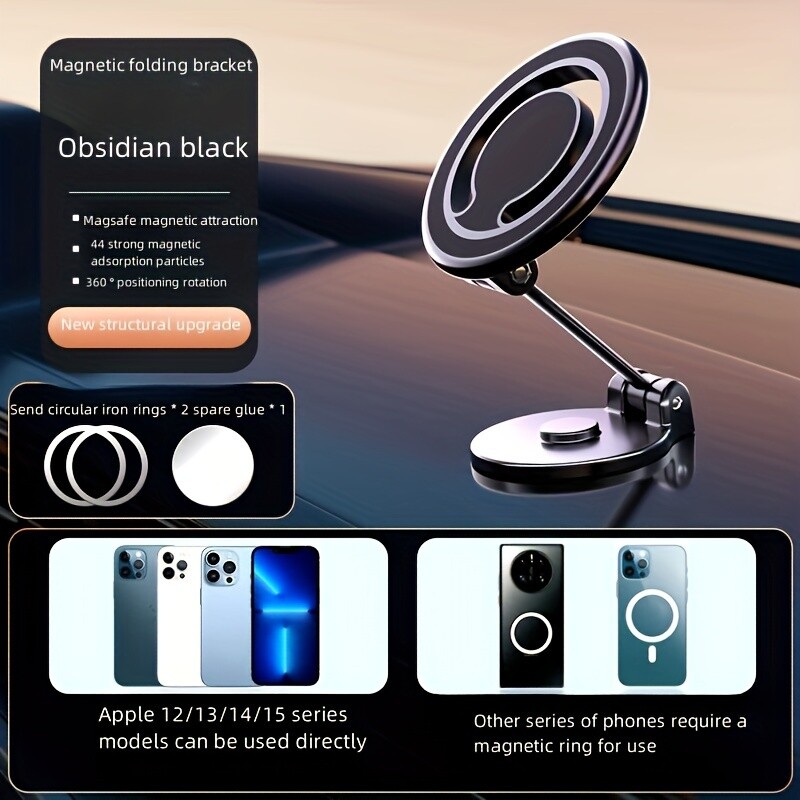 Suport magnetic pentru telefon pentru mașină, rotire 720, suport pentru montare automată, suport GPS mobil în mașină, pentru Macsafe iPhone, Samsung Xiaomi