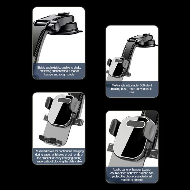 360 grādos regulējams Piesūcekņu kauss stila informācijas panelis automašīnas tālruņa turētājs vējstikls mobilās šūnas atbalsta kronšteins GPS navigācijai