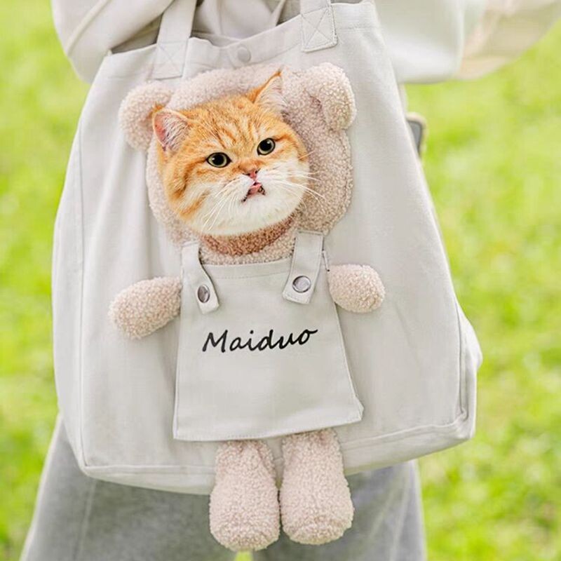 Pet Cat Canvas Rankinė Nešiojama Kačių Šuo Miela Linksma Nešioklių Krepšiai Minkšti Naminių gyvūnėlių nešyklės Išeinantiems kelionių naminiams gyvūnėliams Rankinė su apsaugine sagtimi