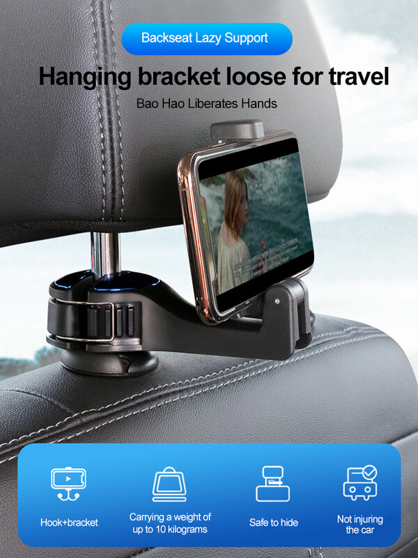 NOU Multifunctional2 In1 Carlig pentru masina Suport ascuns pentru telefon mobil Suport pentru masina Clip din spate pentru tetiera Cârlig de blocare Catarama Suport pentru masina