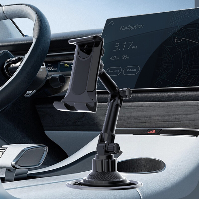 Automašīnas planšetdatora statīva kausa slots 360, regulējams viedtālruņa turētājs 270 slīpuma stienis, trīsstūrveida pamatne, stiprinājuma SUV instrumenti, kas paredzēti Ipad Pro 11 Air