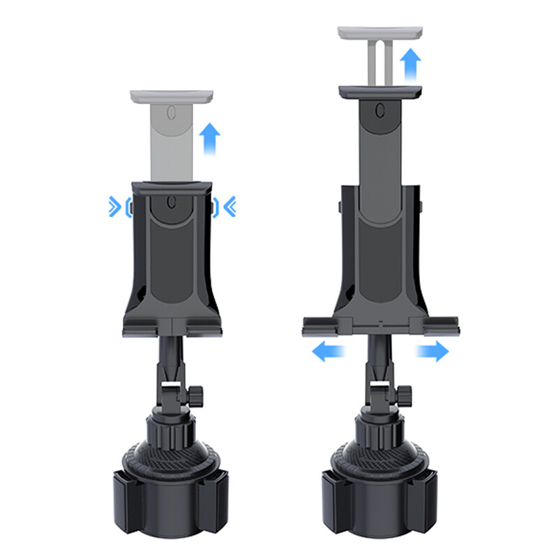 Automašīnas planšetdatora statīva kausa slots 360, regulējams viedtālruņa turētājs 270 slīpuma stienis, trīsstūrveida pamatne, stiprinājuma SUV instrumenti, kas paredzēti Ipad Pro 11 Air