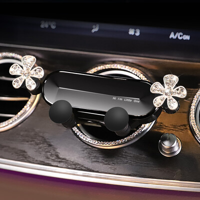 Suport de telefon cu gravitație, din aliaj de cristal, cu flori, pentru suport pentru telefon auto Suport de navigație pentru ventilație, universal pentru iPhone Samsung