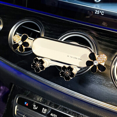 Suport de telefon cu gravitație, din aliaj de cristal, cu flori, pentru suport pentru telefon auto Suport de navigație pentru ventilație, universal pentru iPhone Samsung