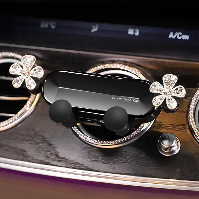 Suport de telefon cu gravitație, din aliaj de cristal, cu flori, pentru suport pentru telefon auto Suport de navigație pentru ventilație, universal pentru iPhone Samsung