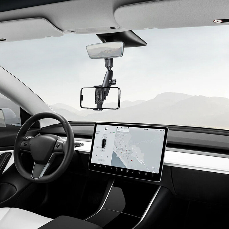 Suport telefon pentru oglindă retrovizoare pentru mașină, suport pentru telefon rotativ la 360°, suport GPS Suport universal pentru telefon auto pentru toate telefoanele inteligente