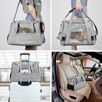 Cat Carrier Dog Carrier Αεροπορική εταιρεία Pet Carrier Εγκρίθηκε για Small Dogs Medium Cats Puppies Πτυσσόμενος μεταφορέας σκύλου για κουτάβι