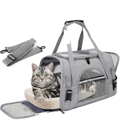 Cat Carrier Dog Carrier Pet Carrier Aviokompānija apstiprināta maziem suņiem Vidējiem kaķiem kucēniem Saliekams suņu ceļojumu pārvadātājs kucēnam