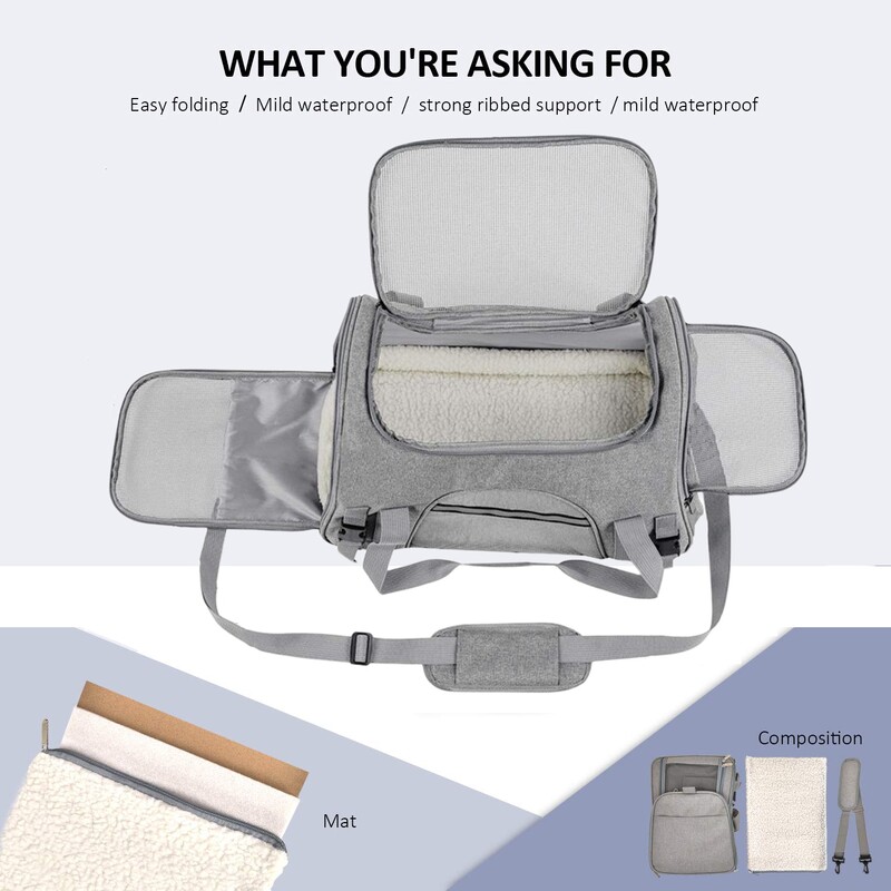 Cat Carrier Dog Carrier Oro linijų bendrovė patvirtinta mažiems šunims Vidutinėms katėms šuniukams Sulankstomas šunų kelionių vežėjas šuniukui