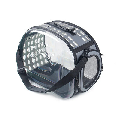 Geantă de umăr pentru animale de companie Purtător de pisici Geanta de mână respirabilă pentru călătorie în aer liber Capsulă pentru cățeluș și pisoi Geantă portabilă transparentă cu curea de umăr