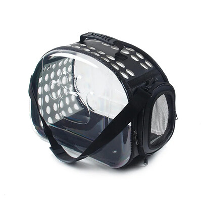 Geantă de umăr pentru animale de companie Purtător de pisici Geanta de mână respirabilă pentru călătorie în aer liber Capsulă pentru cățeluș și pisoi Geantă portabilă transparentă cu curea de umăr