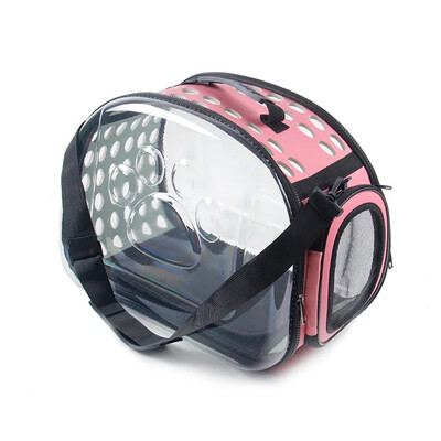 Geantă de umăr pentru animale de companie Purtător de pisici Geanta de mână respirabilă pentru călătorie în aer liber Capsulă pentru cățeluș și pisoi Geantă portabilă transparentă cu curea de umăr