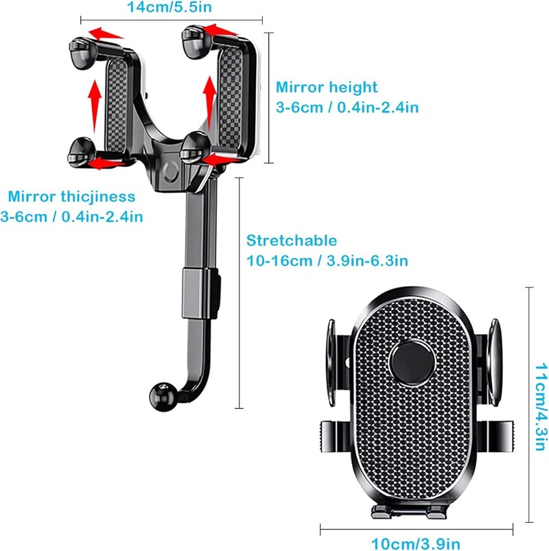 Suport auto montare oglinda verticala frana de navigatie GPS 360 grade