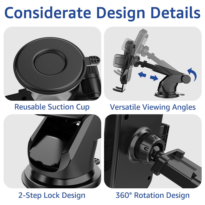 Automobilinio telefono laikiklio stovas Automobilio prietaisų skydelio priekinio stiklo laikiklis Universalus mobiliojo telefono GPS palaikymas, skirtas iPhone 15 14 Pro Max Samsung Xiaomi