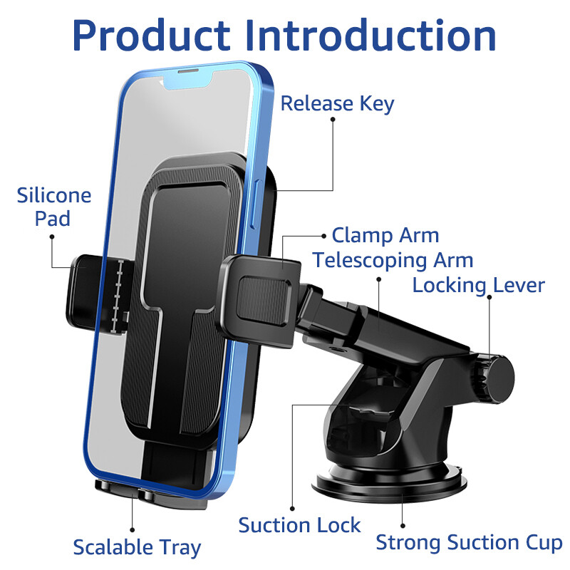 Automobilinio telefono laikiklio stovas Automobilio prietaisų skydelio priekinio stiklo laikiklis Universalus mobiliojo telefono GPS palaikymas, skirtas iPhone 15 14 Pro Max Samsung Xiaomi