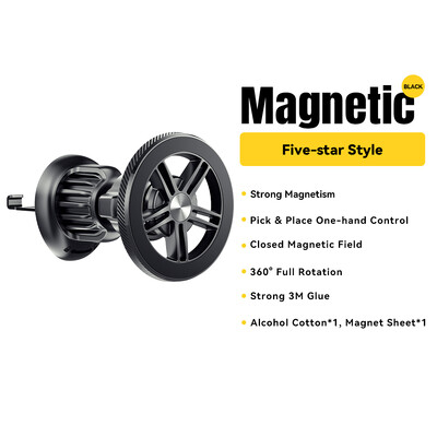 Essager magnētiskais automašīnas tālruņa turētāja statīvs, universāls gaisa ventilācijas atveres automašīnas tālruņa stiprinājumi GPS rotācijas kronšteina atbalstam iPhone 15 14 13