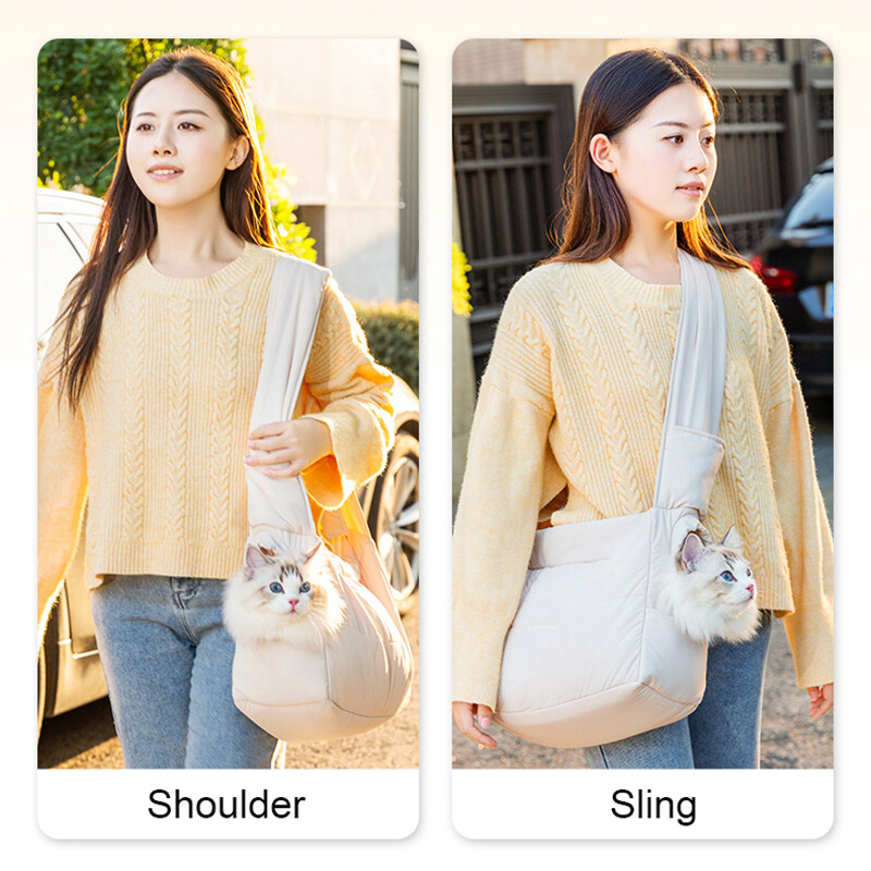 Geantă de umăr pentru purtător de animale de companie Geantă de transport pentru pisici Geantă de călătorie pentru cățeluș de iarnă în aer liber Geantă portabilă pentru plimbare pentru pisici