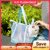 Skaidrus nailoninis tinklinis katės krepšys Nešiojamas katės krepšys, sulankstomas nešiojamas katės krepšys