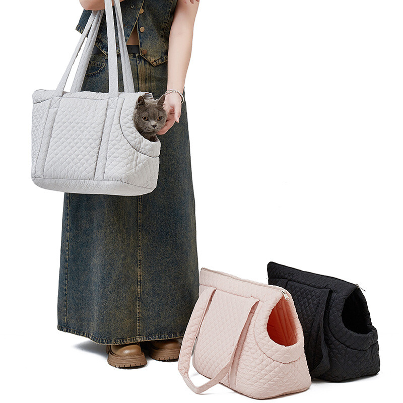 Naminių gyvūnėlių rankinė Rudens ir Žiema Itin lengvas dygsniuotas medvilninis naminių gyvūnėlių nešiojimo krepšys Vieno peties katės išvykos krepšys