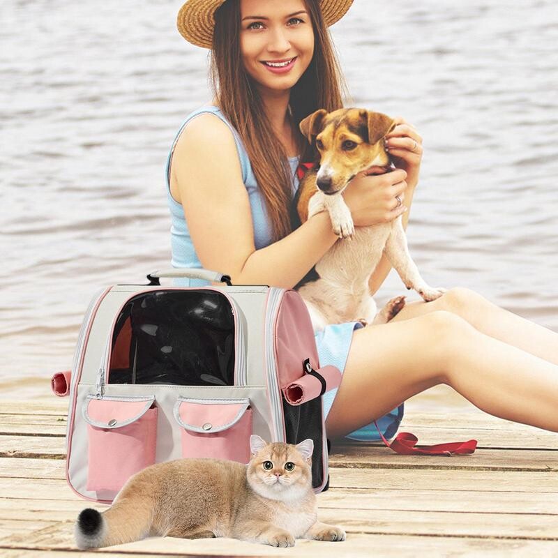 Šunų nešiojimo kuprinės Kvėpuojantis Oksfordo medžiaginis naminių gyvūnėlių kačių krepšys, kuprinė, didelė, nešiojama kelioninė saugykla šunims ir naminiams gyvūnėliams