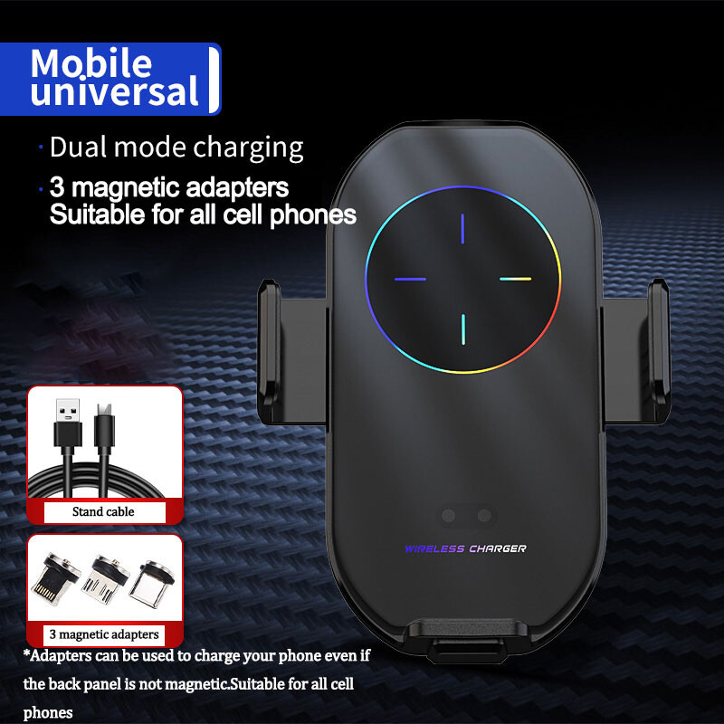 Automašīnas tālruņa turētājs CD slota statīvs Mount 360 Rotation 15W Car Wireless Charger for iPhone Samsung Xiaomi