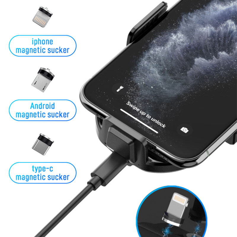 Automašīnas tālruņa turētājs CD slota statīvs Mount 360 Rotation 15W Car Wireless Charger for iPhone Samsung Xiaomi