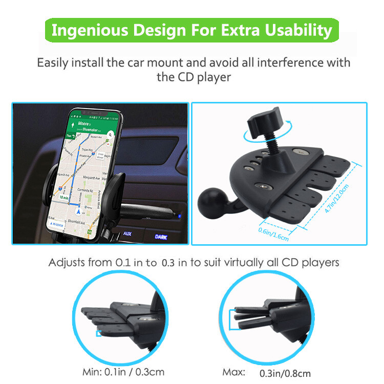 Az Apple iPhone 14 Pro Max Plus 13 12 11 Xs Xr X Mini SE Samsung Z Fold, Z Flip készülékhez kompatibilis CD foglalatos autós telefontartó tartó