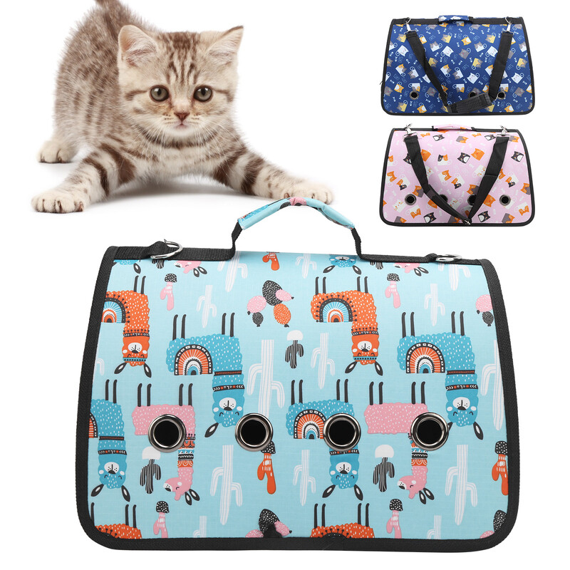 Kačių pečių nešyklė lauke sulankstoma mažo gyvūno pečių nešiojimo krepšys katės šuniuko 8 skylučių rankinė šuniukui lauke