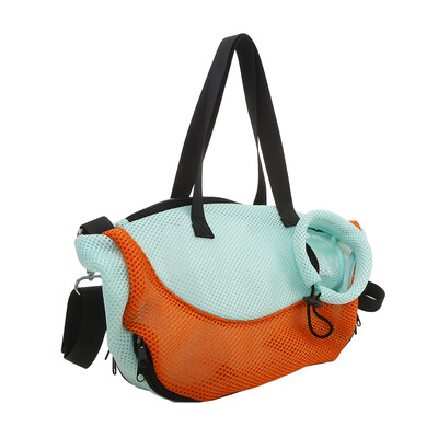 Kačių krepšys Naujas nešiojamas kelioninis naminių gyvūnėlių maudymosi rankinė ant vieno peties tinklelio, kvėpuojantis, nekenksmingas odai, minkštas, patogus nešiojamasis naminių gyvūnėlių krepšys