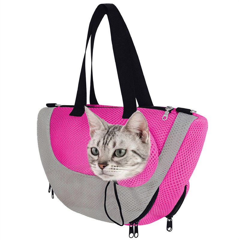 Kačių krepšys Naujas nešiojamas kelioninis naminių gyvūnėlių maudymosi rankinė ant vieno peties tinklelio, kvėpuojantis, nekenksmingas odai, minkštas, patogus nešiojamasis naminių gyvūnėlių krepšys