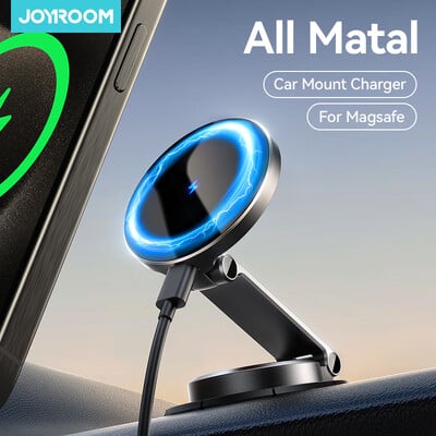 JOYROOM täismetallist MagSafe autole kinnitatav laadija 15 W autolaadija käed-vabad magnetiline telefonilaadija hoidja armatuurlaud iPhone 16 jaoks