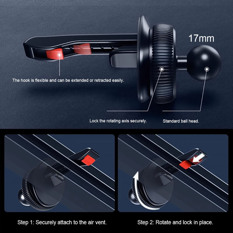 2024. gada jauns Gravity automašīnas tālruņa turētājs, gaisa ventilācijas atveres āķa tālruņa stiprinājums, 360 grādos pagriežams viedtālruņa turētājs automašīnas novietošanai ar vienu roku