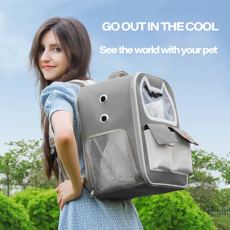 Mažų naminių gyvūnėlių kuprinė, minkšta permatoma, judanti langų kuprinė, kvėpuojantis krepšys, skirtas kačių šunų nešynėms ir kelionių produktams