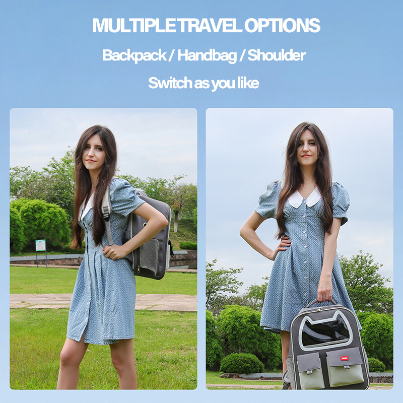 Mažų naminių gyvūnėlių kuprinė, minkšta permatoma, judanti langų kuprinė, kvėpuojantis krepšys, skirtas kačių šunų nešynėms ir kelionių produktams