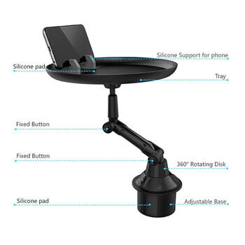 2 в 1 автомобилен държач за чаша за мобилен телефон Неплъзгаща се универсална централна конзола Поставка за кафе за повечето превозни средства