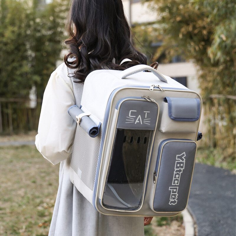 Nešiojama naminiams gyvūnėliams atspari streso nešiojama kvėpuojanti kuprinė, skirta visiems sezonams išvykstant su kačių kuprine vasarą