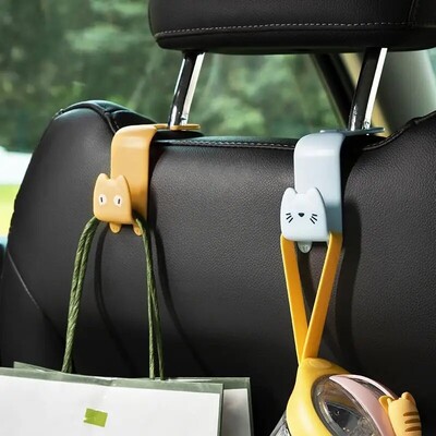 2gab Creative Car Hook Cute Cat Auto sēdekļa pakaramais Āķi aiz sēdekļa Aksesuāri Organizators Āķis Somas Apģērbi Dažādi Pakaramais Skava