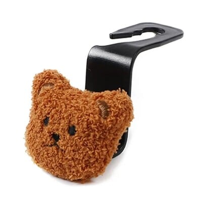 Kūrybinė automobilio sėdynės atlošas Mielas pliušinis meškiuko lėlės kablys automobilio viduje su dekoratyviniu plastikiniu pakabuku apdailos laikymo kabliu