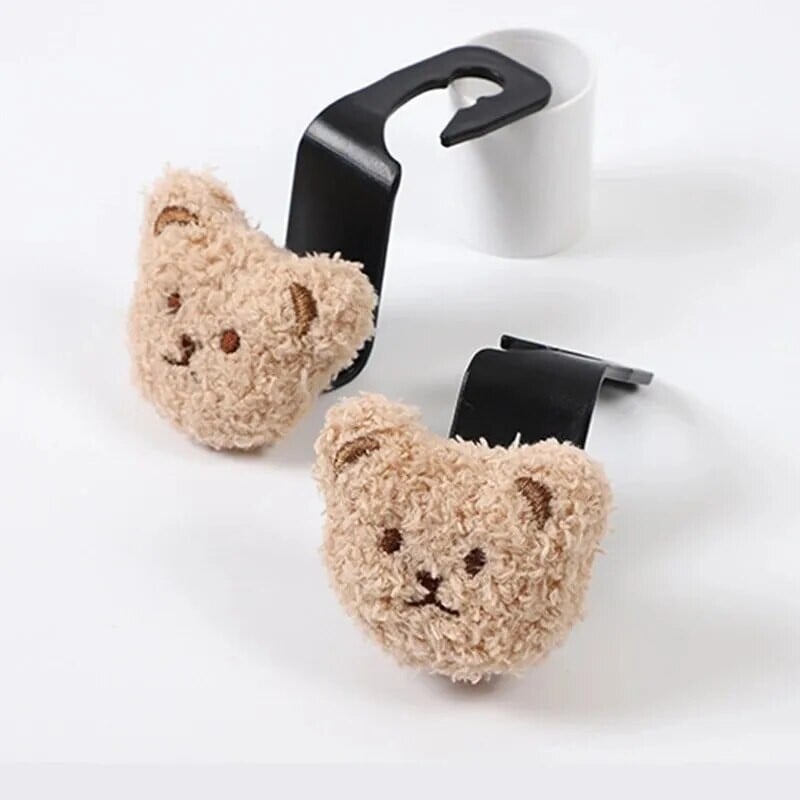 Kūrybinė automobilio sėdynės atlošas Mielas pliušinis meškiuko lėlės kablys automobilio viduje su dekoratyviniu plastikiniu pakabuku apdailos laikymo kabliu